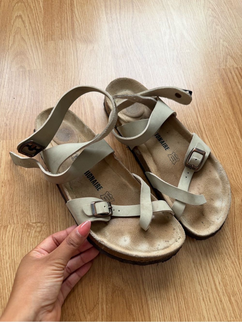 Light Beige Cushionaire Strappy Buckle Sandals